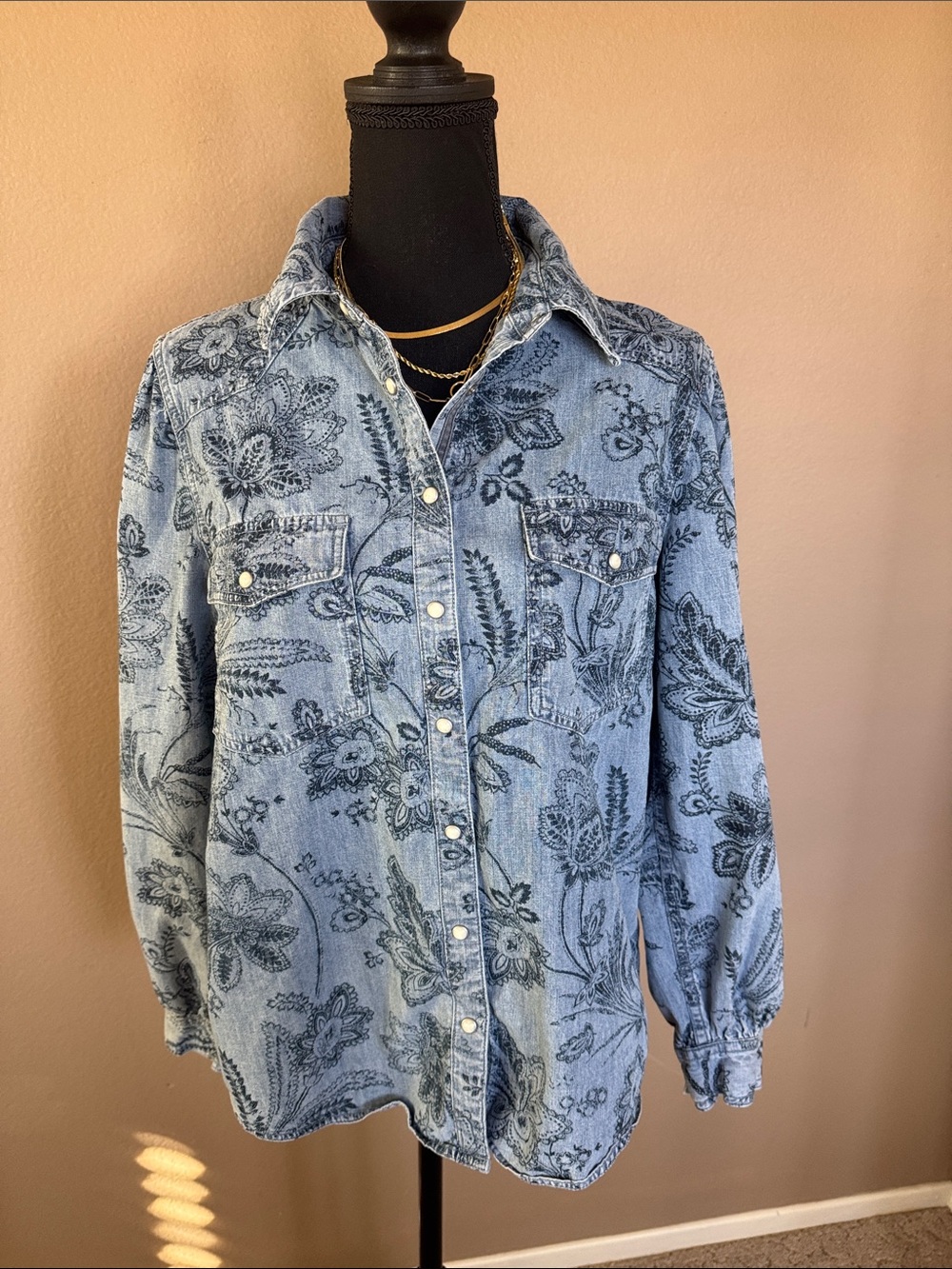 Sundance Light Blue Floral Fountains Button-Down Shirt